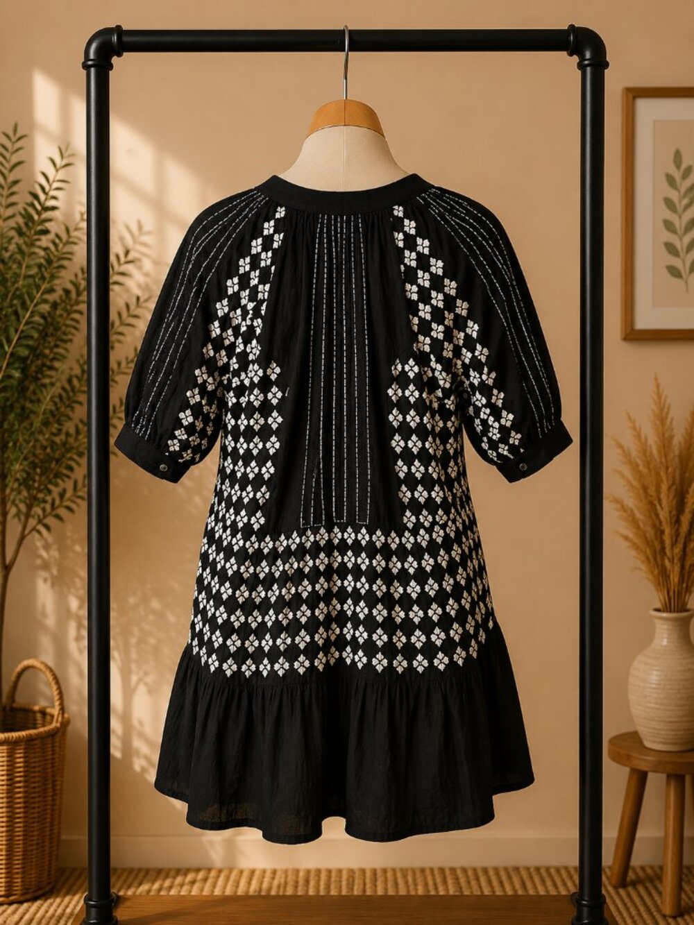 AREA STARS Black and White Embroidered Dress - Picture 3 of 4